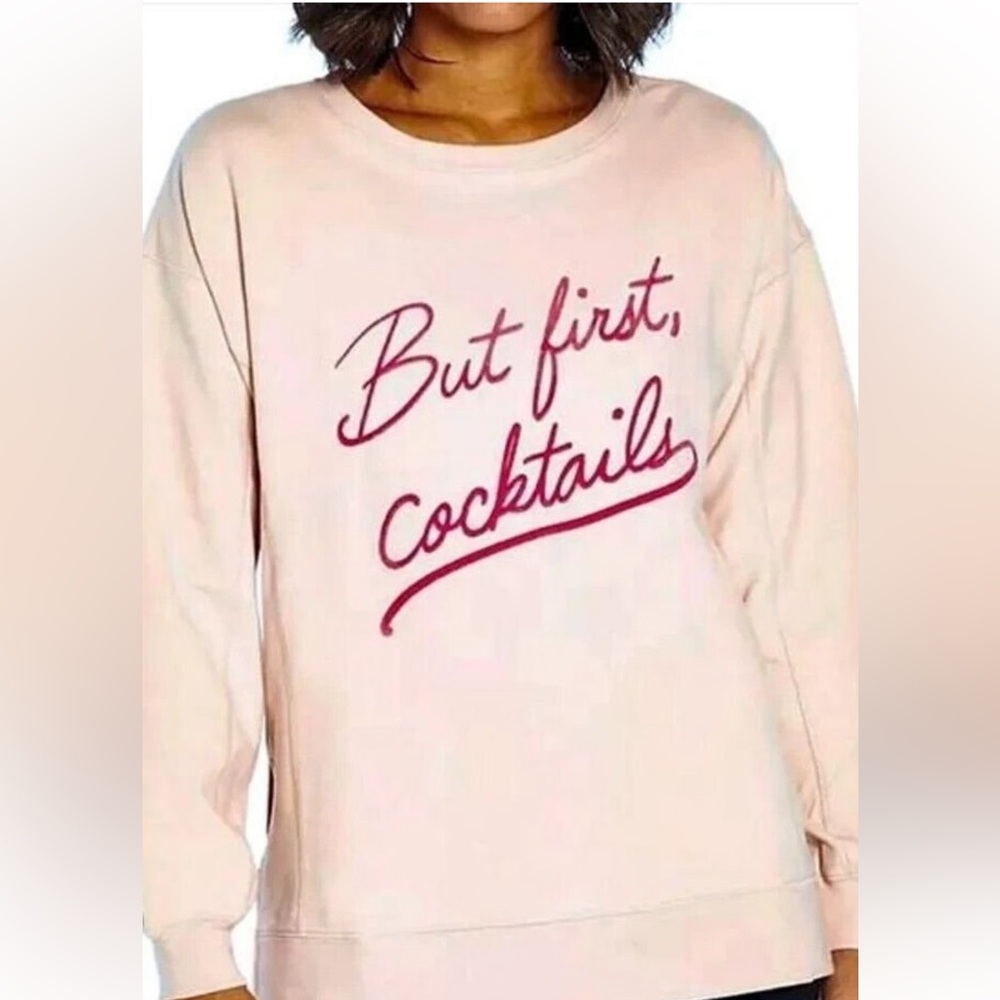 Wildfox Pale Pink 'But First, Cocktails' Sweatshirt